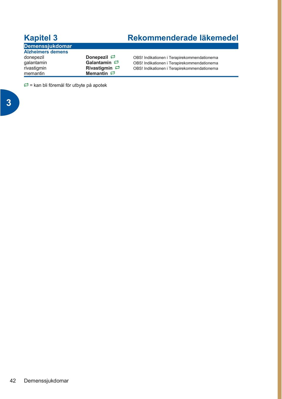 Indikationen i Terapirekommendationerna rivastigmin Rivastigmin OBS!