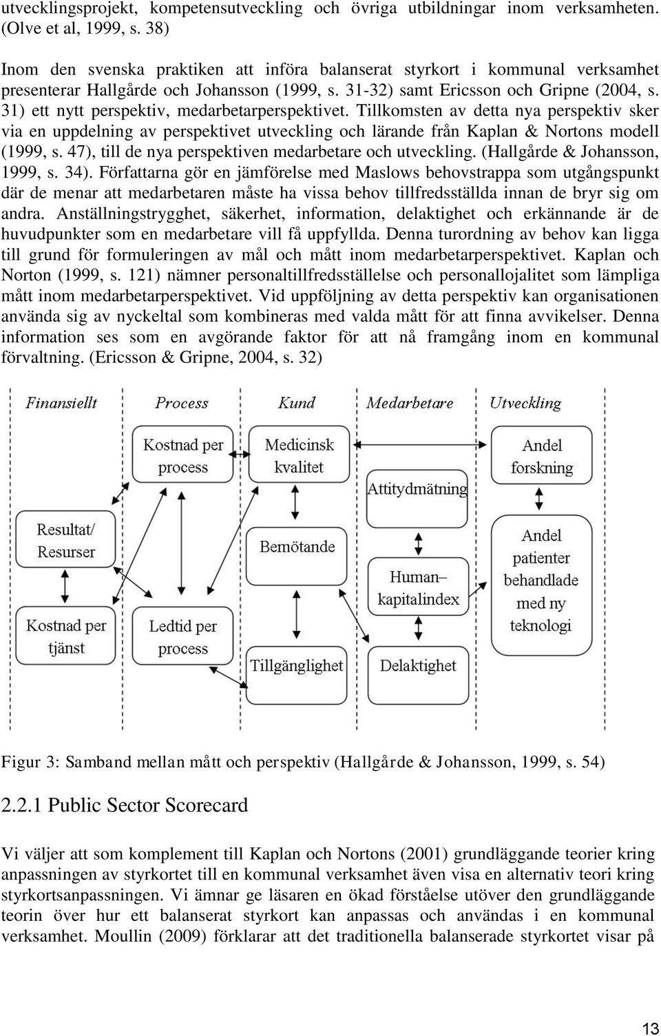 31) ett nytt perspektiv, medarbetarperspektivet. Tillkomsten av detta nya perspektiv sker via en uppdelning av perspektivet utveckling och lärande från Kaplan & Nortons modell (1999, s.