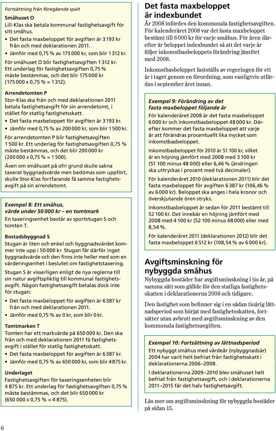 Ett underlag för fastighetsavgiften 0,75 % måste bestämmas, och det blir 175 000 kr ( 175 000 x 0,75 % = 1312 ).