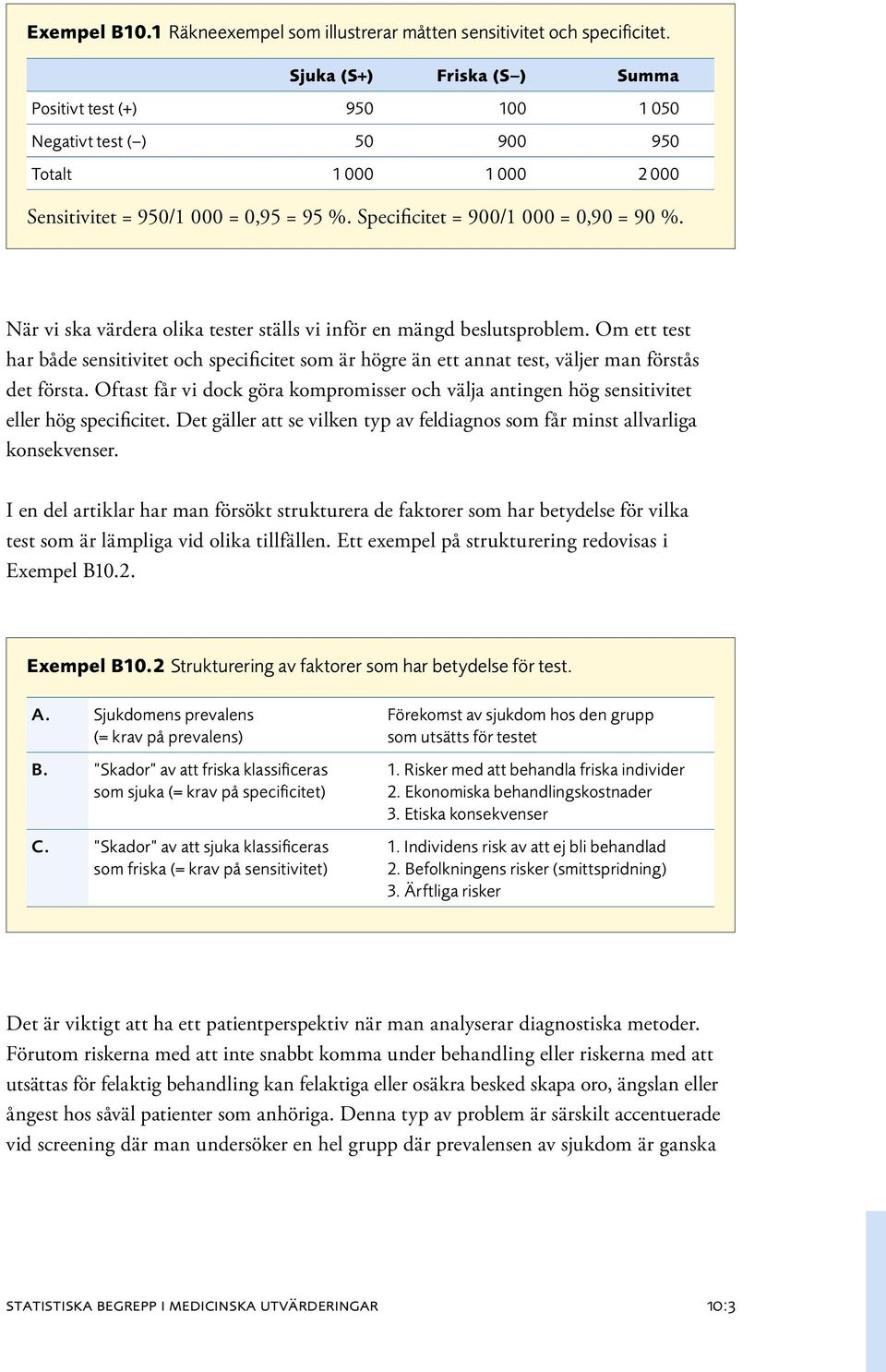 När vi ska värdera olika tester ställs vi inför en mängd beslutsproblem. Om ett test har både sensitivitet och specificitet som är högre än ett annat test, väljer man förstås det första.