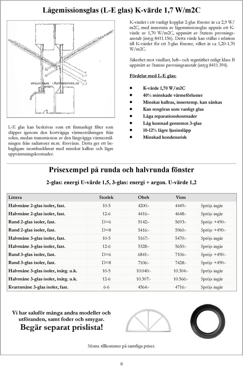 Säkerhet mot vindlast, luft och regntäthet enligt klass B uppmätt av Statens provningsanstalt (intyg 8411.394).