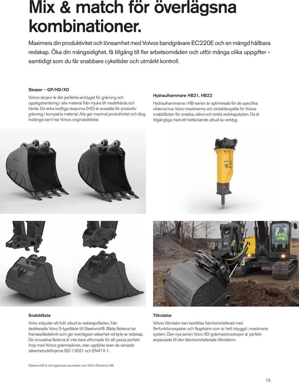 Skopor GP/HD/XD Volvos skopor är det perfekta verktyget för grävning och upplagshantering i alla material från mjuka till medelhårda och hårda.
