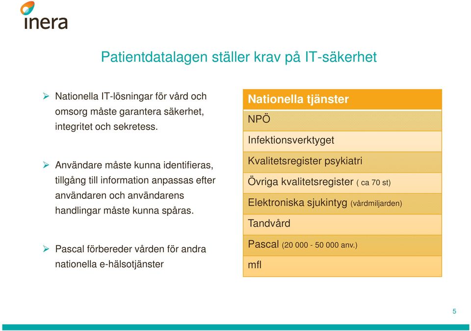 Användare måste kunna identifieras, tillgång till information anpassas efter användaren och användarens handlingar måste kunna