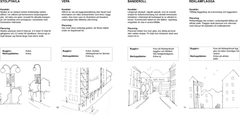 Denna typ av skylt lämpar sig främst längs med större stråk. Affisch av väv på byggnadsställning eller fasad med information om vilka verksamheter som finns i byggnaden.