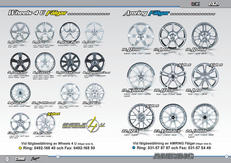 5 razze 7,5X16 8X17 9,5X17 8X18 8,5X18 9X18 9,5X18 8X19 9X19 10X19 11X19 7.9 razze/ Steel 8.M agnum/ Steel 7,5X17 8X18 8,5X19 8X18 9,5X18 8,5X20 10X20 10X22 19. S pider 8X16 8,5X18 9,5X20 10X22 10.