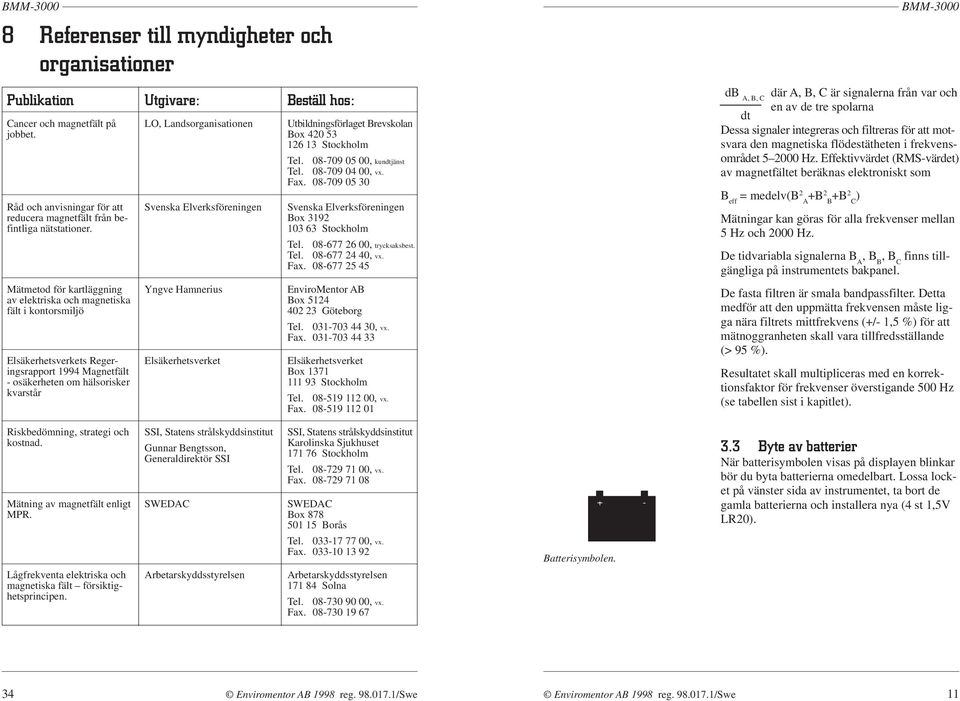 Elverksföreningen Yngve Hamnerius Elsäkerhetsverket Utbildningsförlaget Brevskolan Box 420 53 126 13 Stockholm Tel. 08-709 05 00, kundtjänst Tel. 08-709 04 00, vx. Fax.