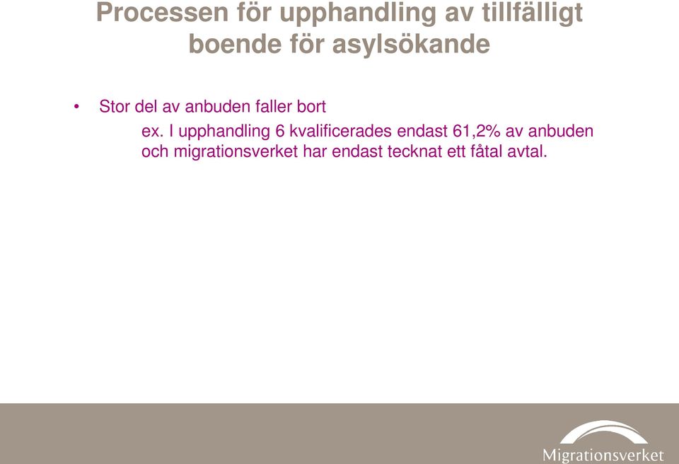 I upphandling 6 kvalificerades endast 61,2% av