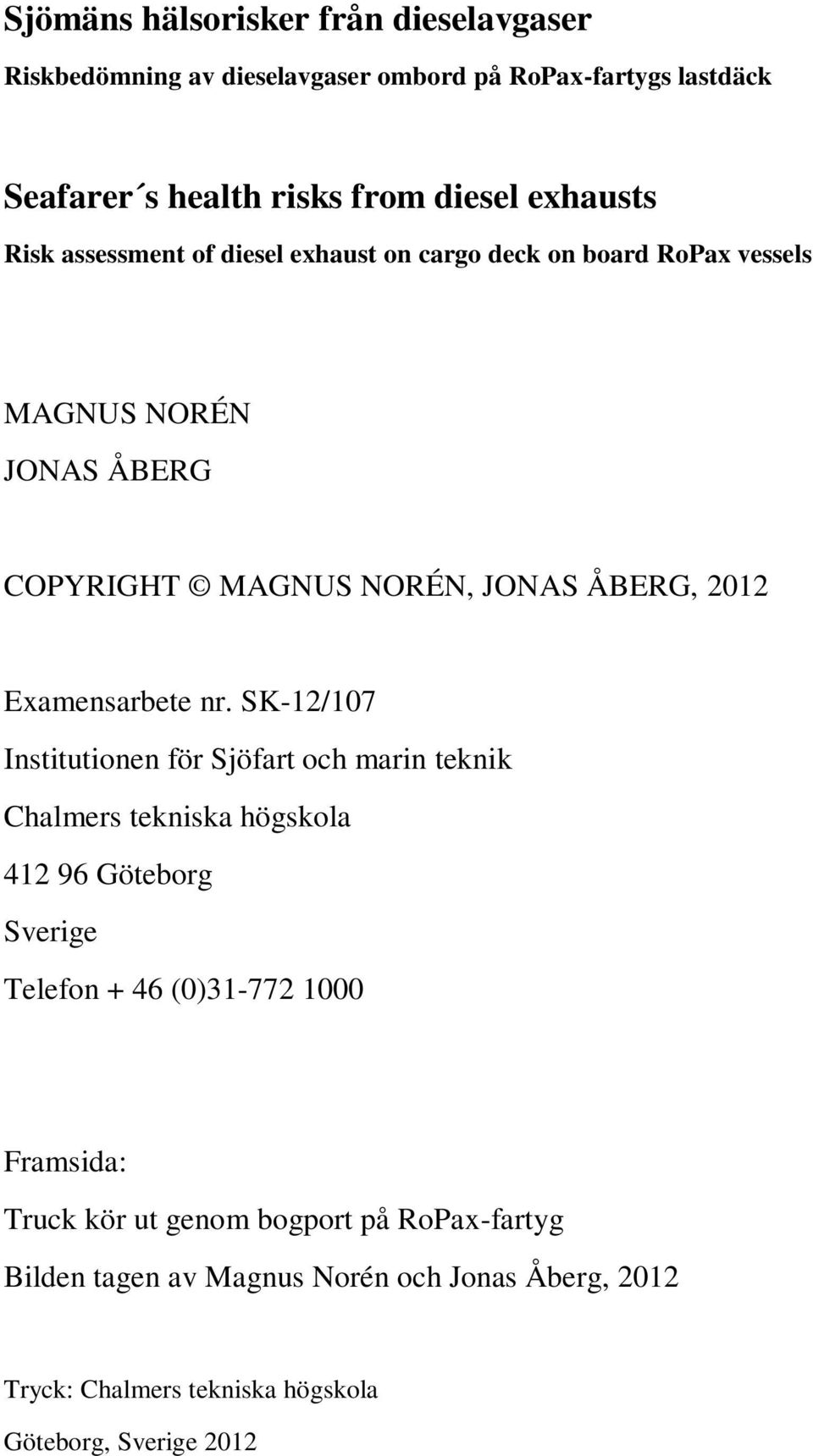 Examensarbete nr.