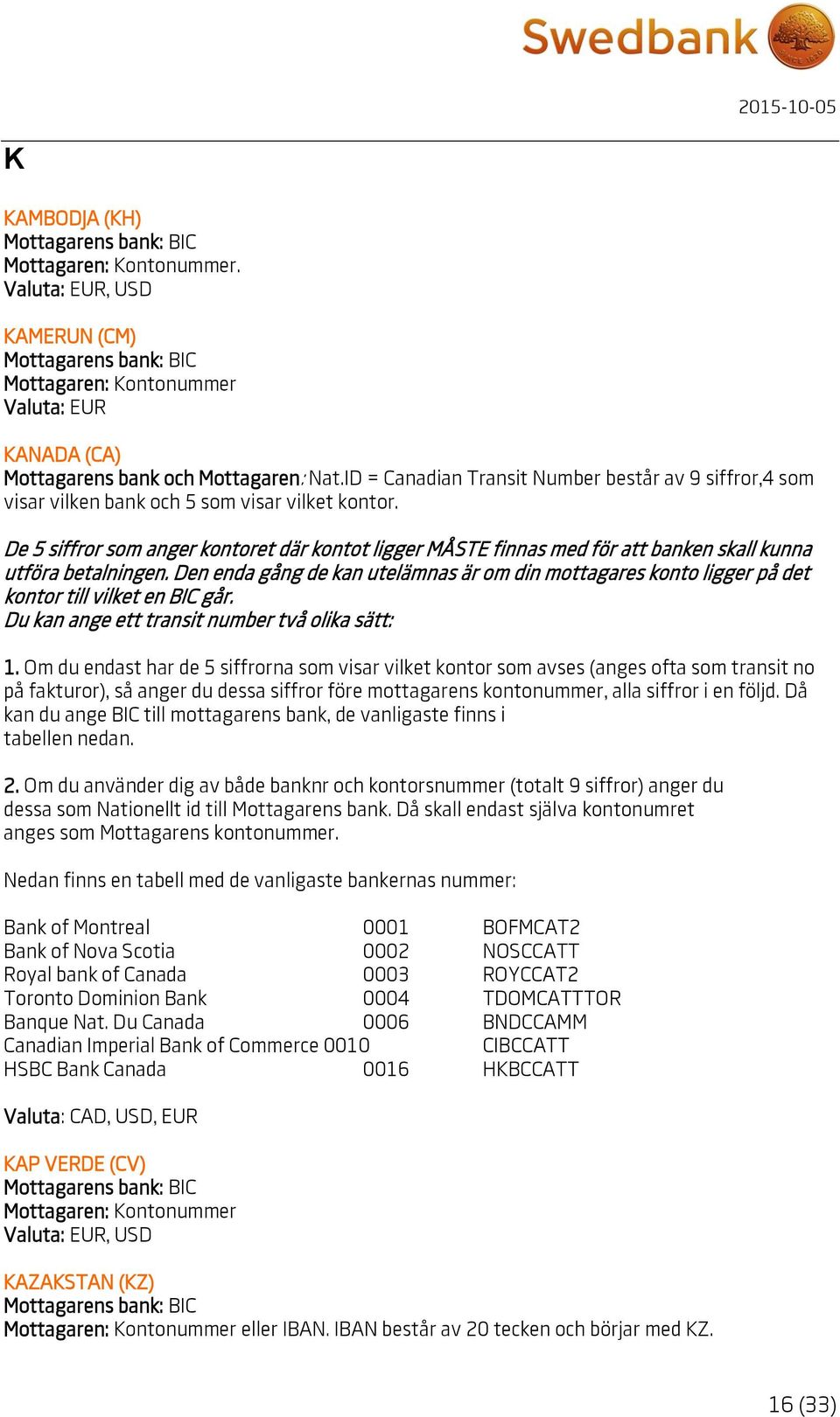 Den enda gång de kan utelämnas är om din mottagares konto ligger på det kontor till vilket en BIC går. Du kan ange ett transit number två olika sätt: 1.