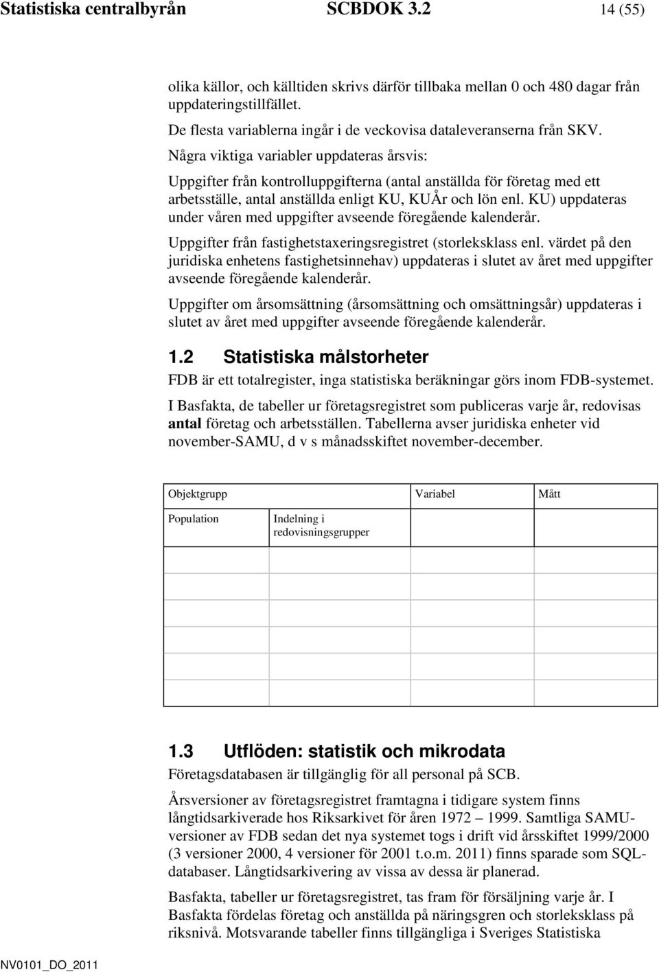 Några viktiga variabler uppdateras årsvis: Uppgifter från kontrolluppgifterna (antal anställda för företag med ett arbetsställe, antal anställda enligt KU, KUÅr och lön enl.