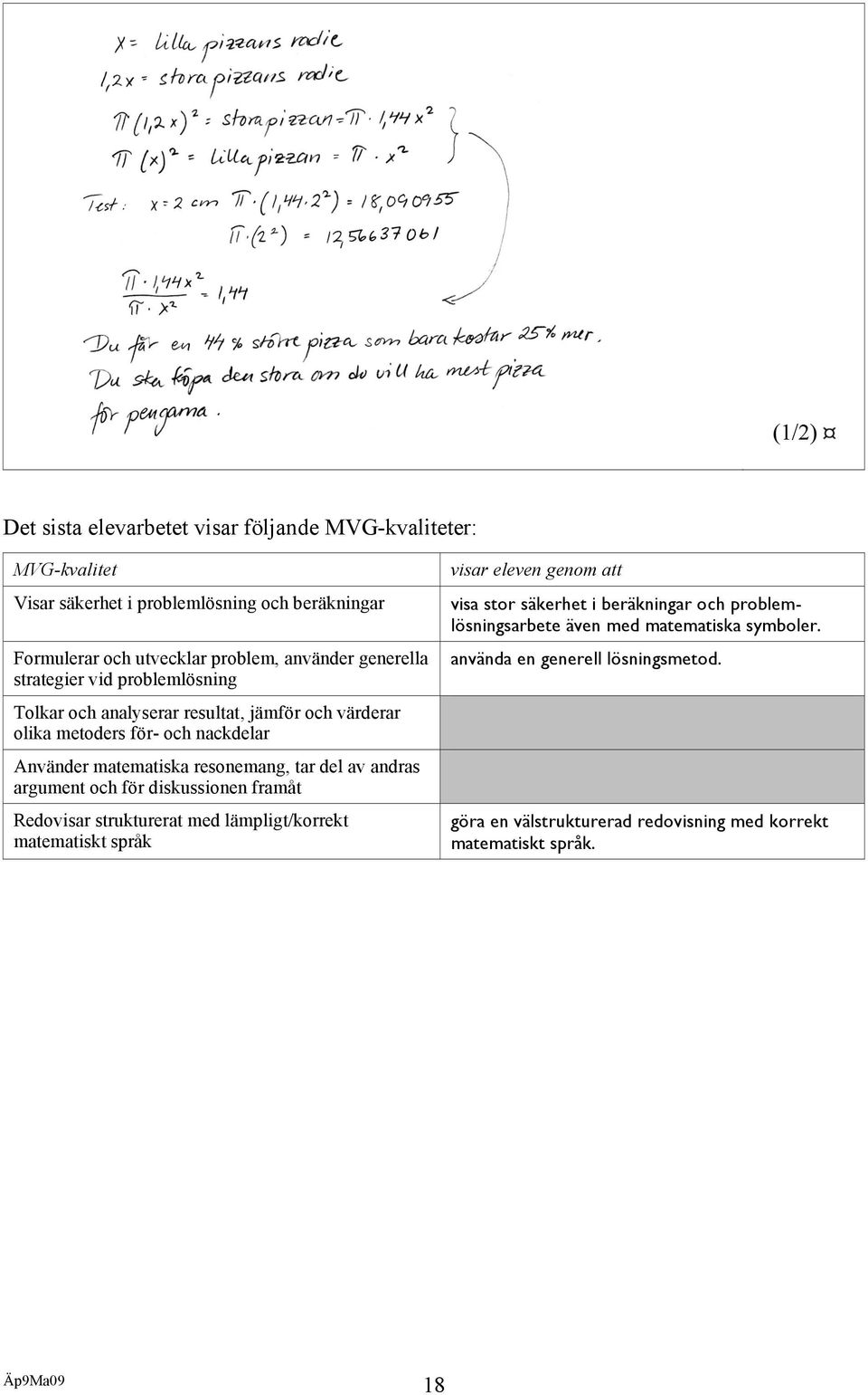 del av andras argument och för diskussionen framåt Redovisar strukturerat med lämpligt/korrekt matematiskt språk visar eleven genom att visa stor säkerhet i