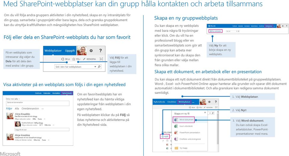 Följ eller dela en SharePoint-webbplats du har som favorit På en webbplats som intresserar dig väljer du Välj Följ för att Dela för att dela den lägga till med andra i din grupp.