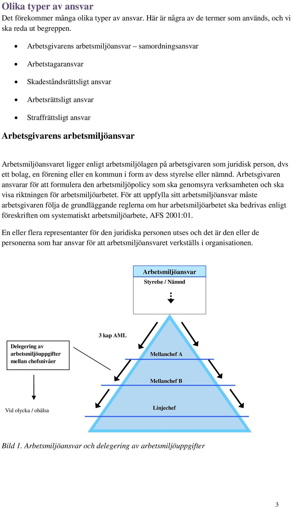 ligger enligt arbetsmiljölagen på arbetsgivaren som juridisk person, dvs ett bolag, en förening eller en kommun i form av dess styrelse eller nämnd.