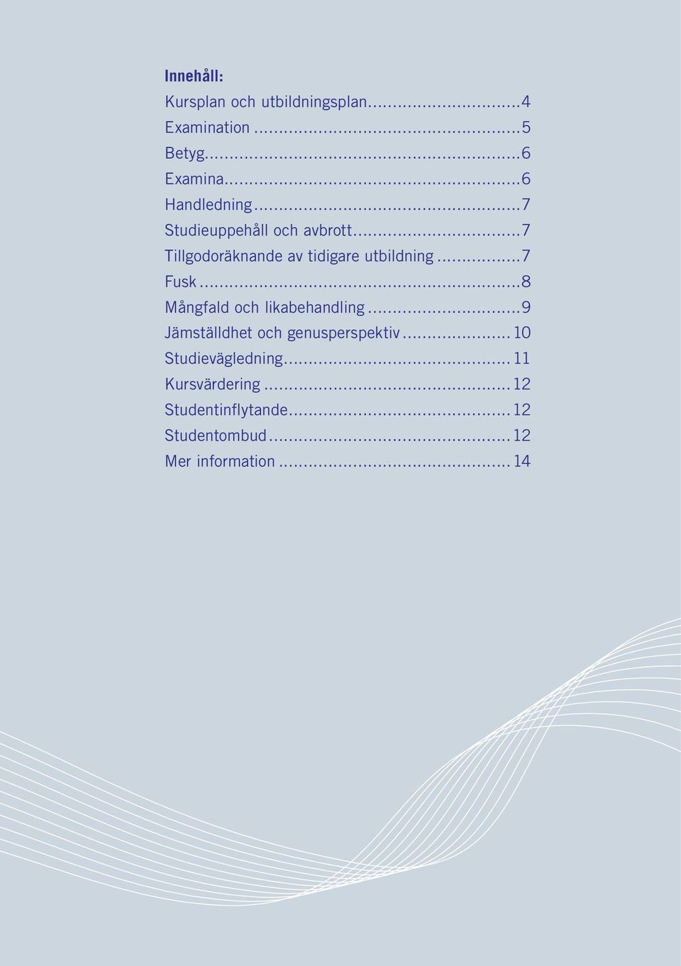 ..7 Fusk...8 Mångfald och likabehandling...9 Jämställdhet och genusperspektiv.