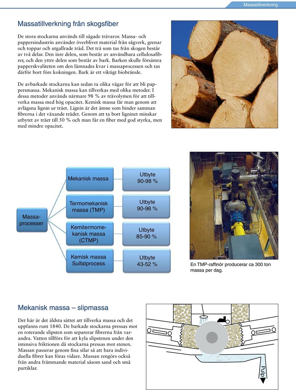 Den inre delen, som består av användbara cellulosafibrer, och den yttre delen som består av bark.