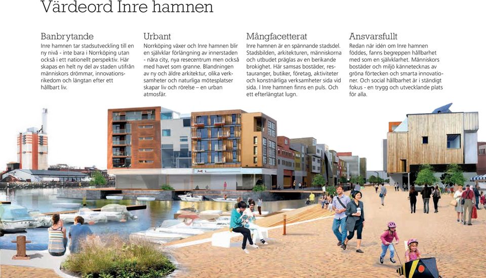 Urbant Norrköping växer och Inre hamnen blir en självklar förlängning av innerstaden - nära city, nya resecentrum men också med havet som granne.