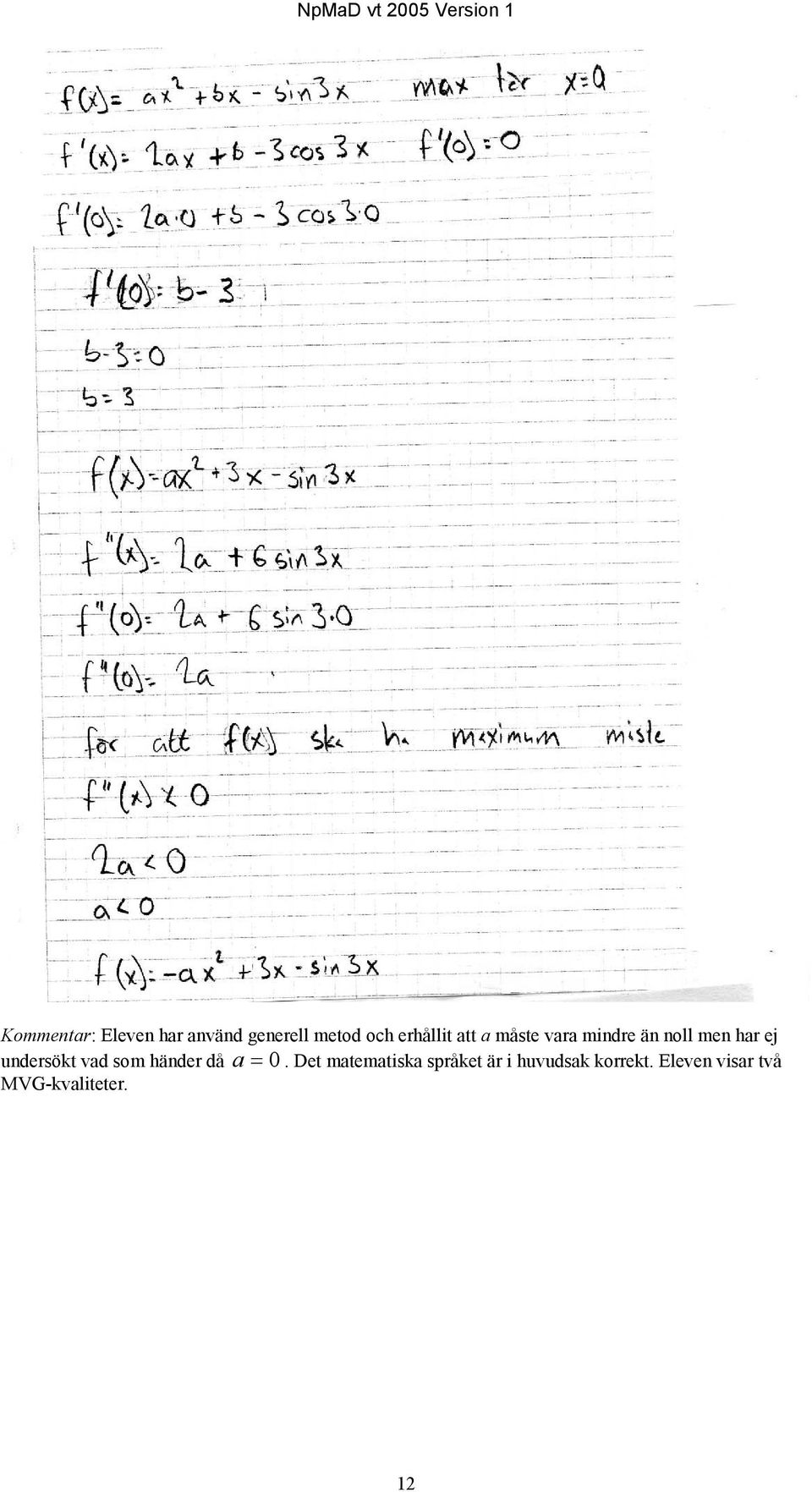 undersökt vad som händer då a = 0.