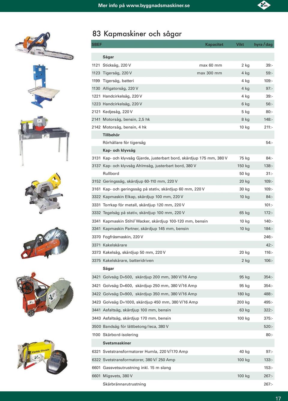 för tigersåg 54:- Kap- och klyvsåg 3131 Kap- och klyvsåg Gjerde, justerbart bord, skärdjup 175 mm, 380 V 75 kg 84:- 3137 Kap- och klyvsåg Ahlmsåg, justerbart bord, 380 V 150 kg 138:- Rullbord 50 kg