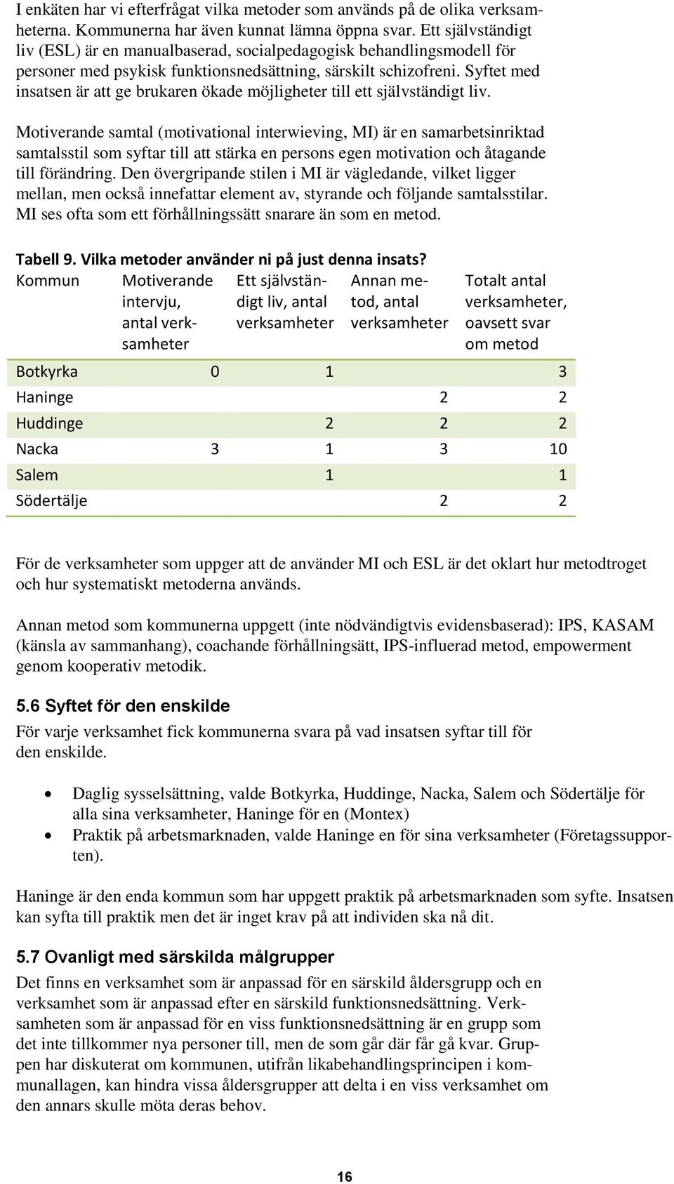 Syftet med insatsen är att ge brukaren ökade möjligheter till ett självständigt liv.