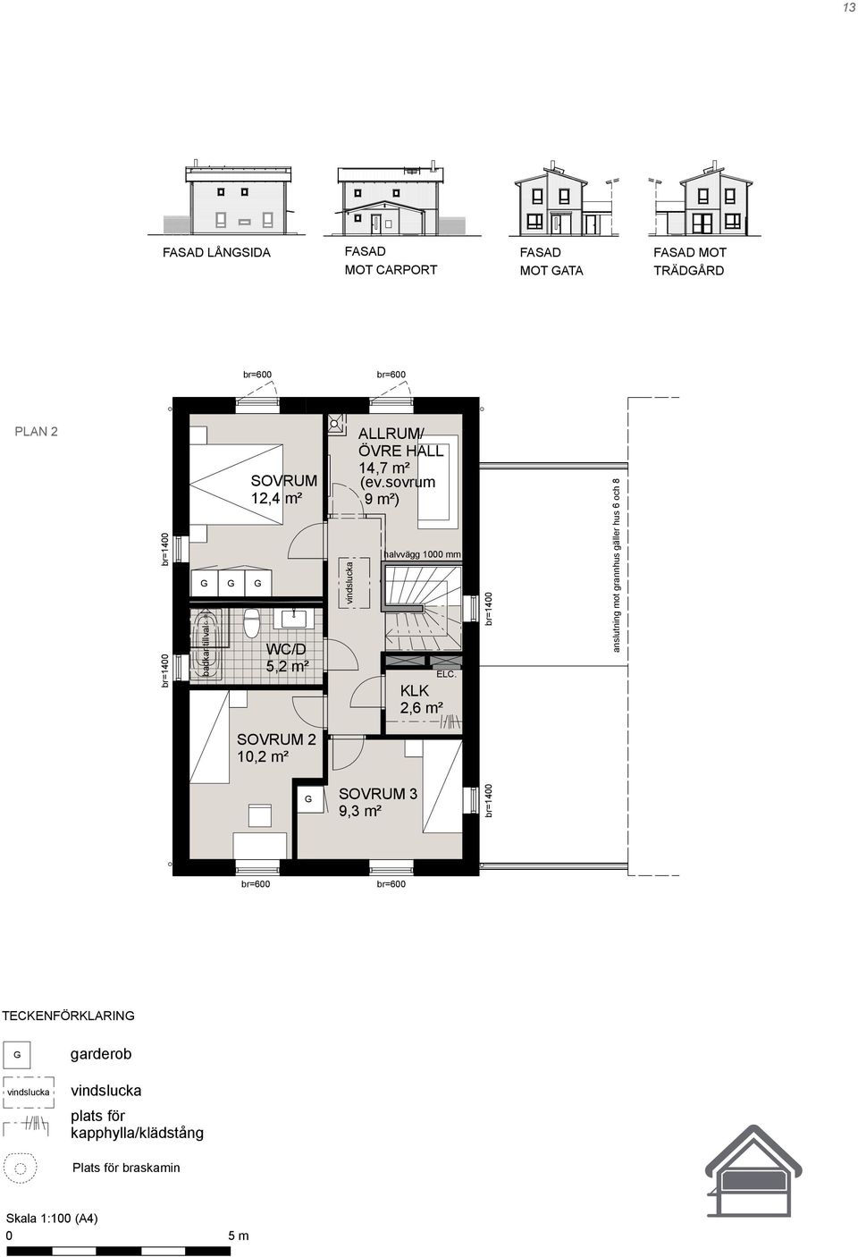 FASAD MOT CARPORT FASAD MOT GATA FASAD MOT TRÄDGÅRD BOA Entréplan 66 m² BOA AREORÖvre plan 65 m² BOA Totalt 131 m² BOA PLAN 2Entréplan 66 m² BOA BOA Övre plan Totalt 65 m² 131 m² br=1400