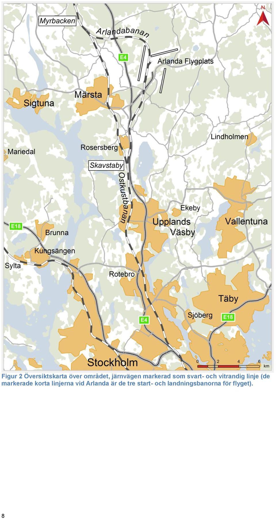 linje (de markerade korta linjerna vid