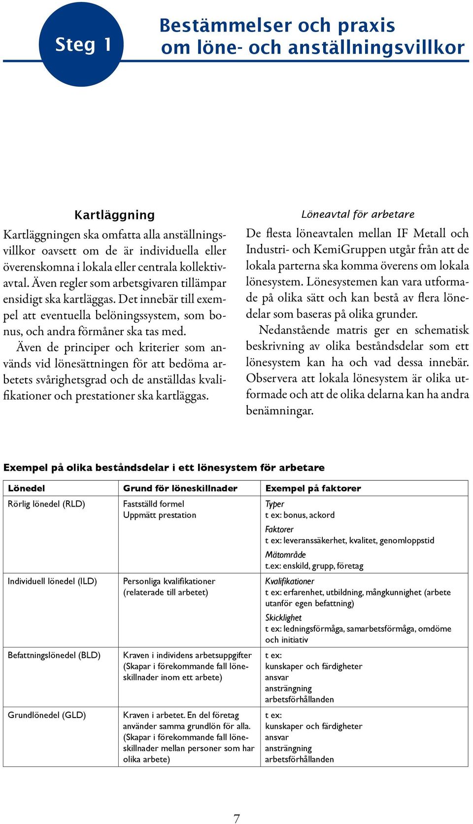 Även de principer och kriterier som används vid lönesättningen för att bedöma arbetets svårighetsgrad och de anställdas kvalifikationer och prestationer ska kartläggas.