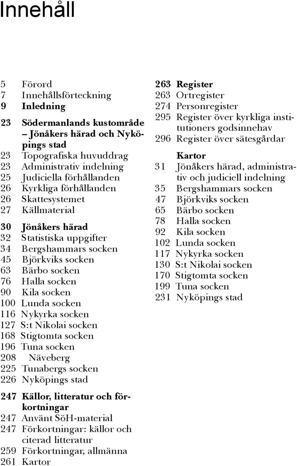 socken 116 Nykyrka socken 127 S:t Nikolai socken 168 Stigtomta socken 196 Tuna socken 208 Näveberg 225 Tunabergs socken 226 Nyköpings stad 247 Källor, litteratur och förkortningar 247 Använt