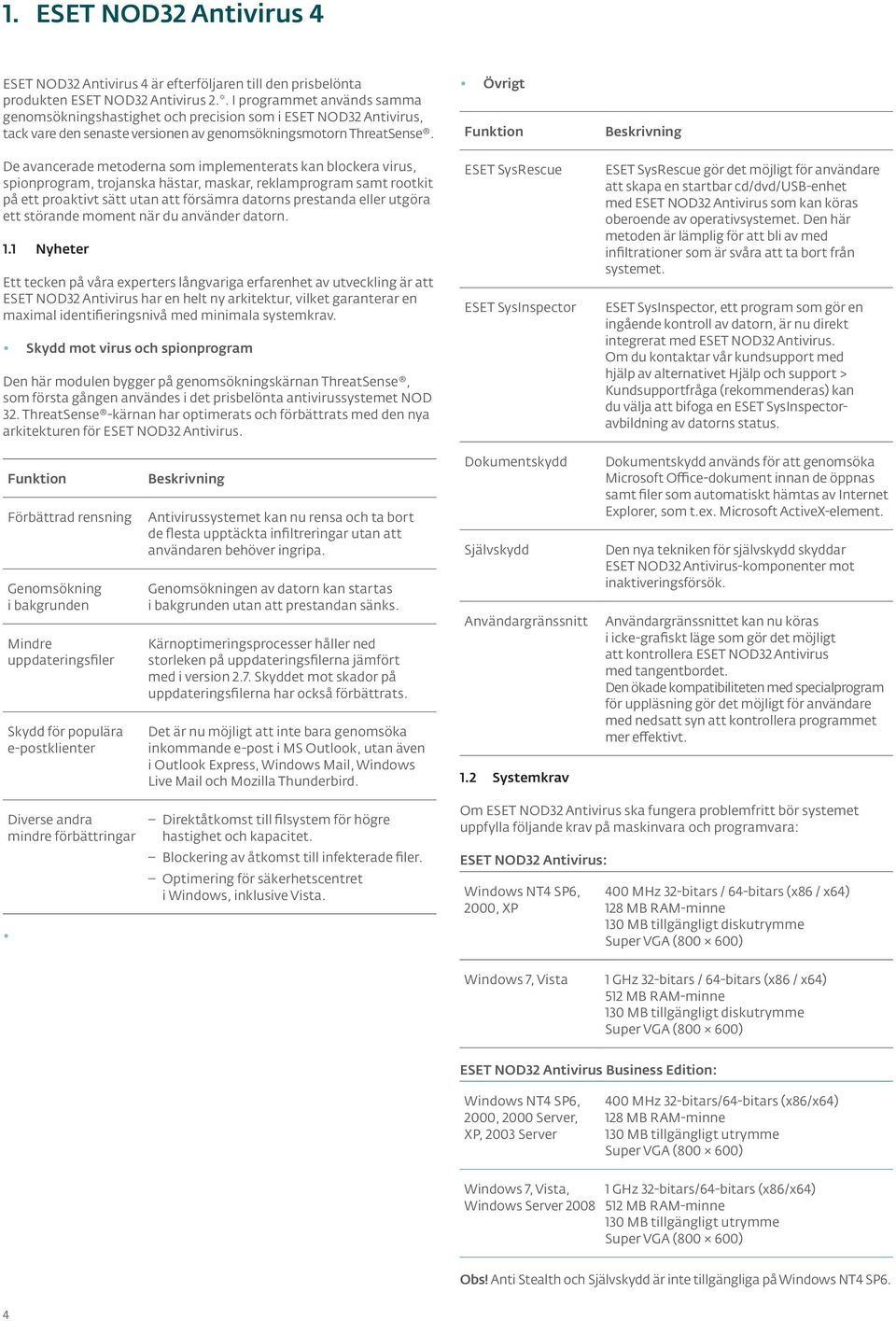 De avancerade metoderna som implementerats kan blockera virus, spionprogram, trojanska hästar, maskar, reklamprogram samt rootkit på ett proaktivt sätt utan att försämra datorns prestanda eller