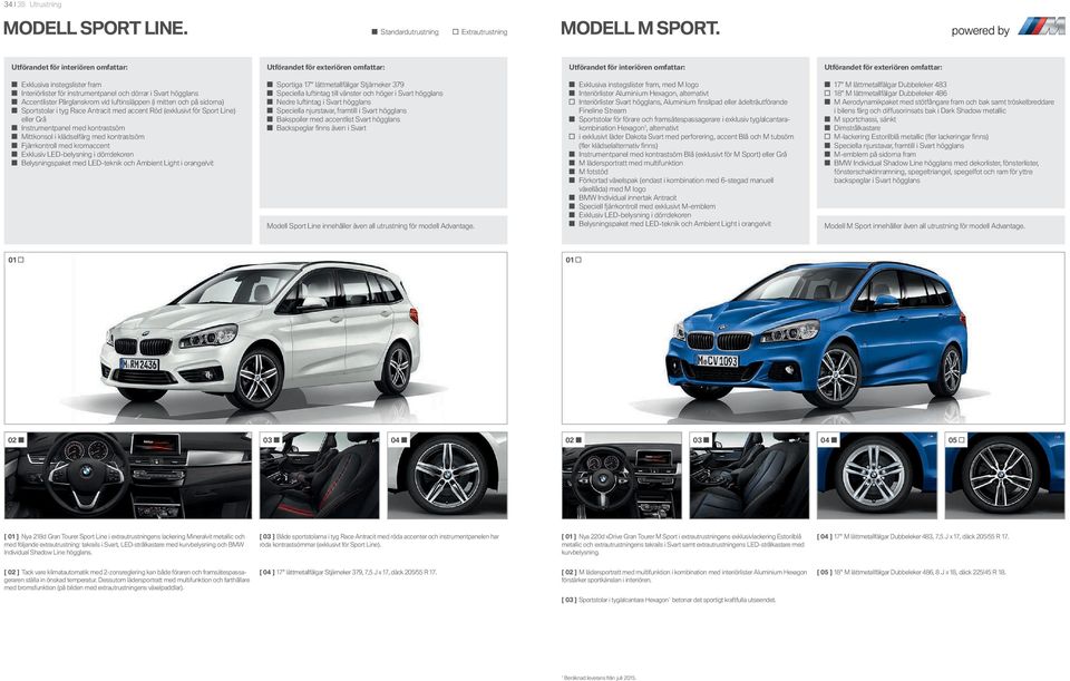 instrumentpanel och dörrar i Svart högglans Accentlister Pärglanskrom vid luftinsläppen (i mitten och på sidorna) Sportstolar i tyg Race Antracit med accent Röd (exklusivt för Sport Line) eller Grå