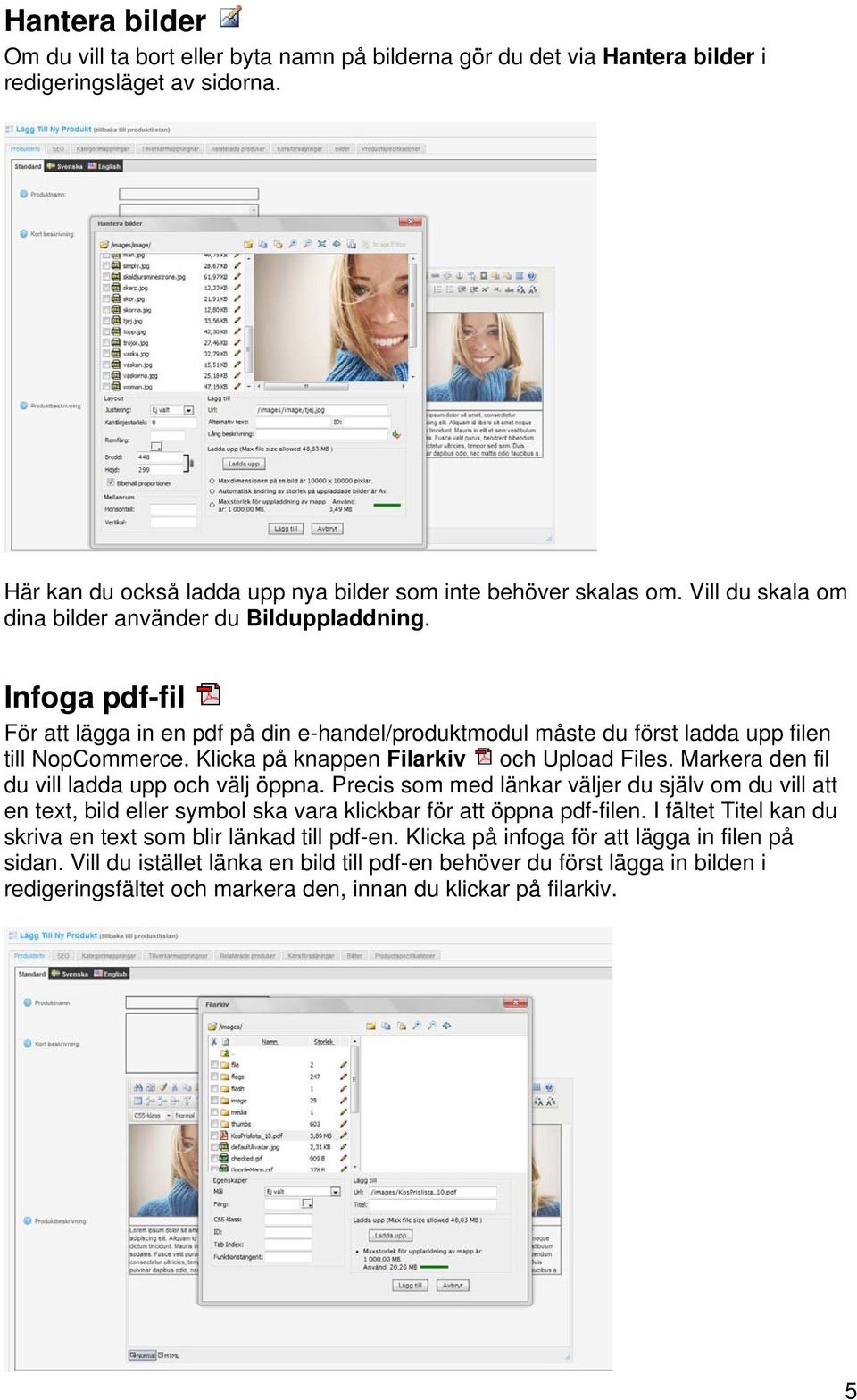 Klicka på knappen Filarkiv och Upload Files. Markera den fil du vill ladda upp och välj öppna.