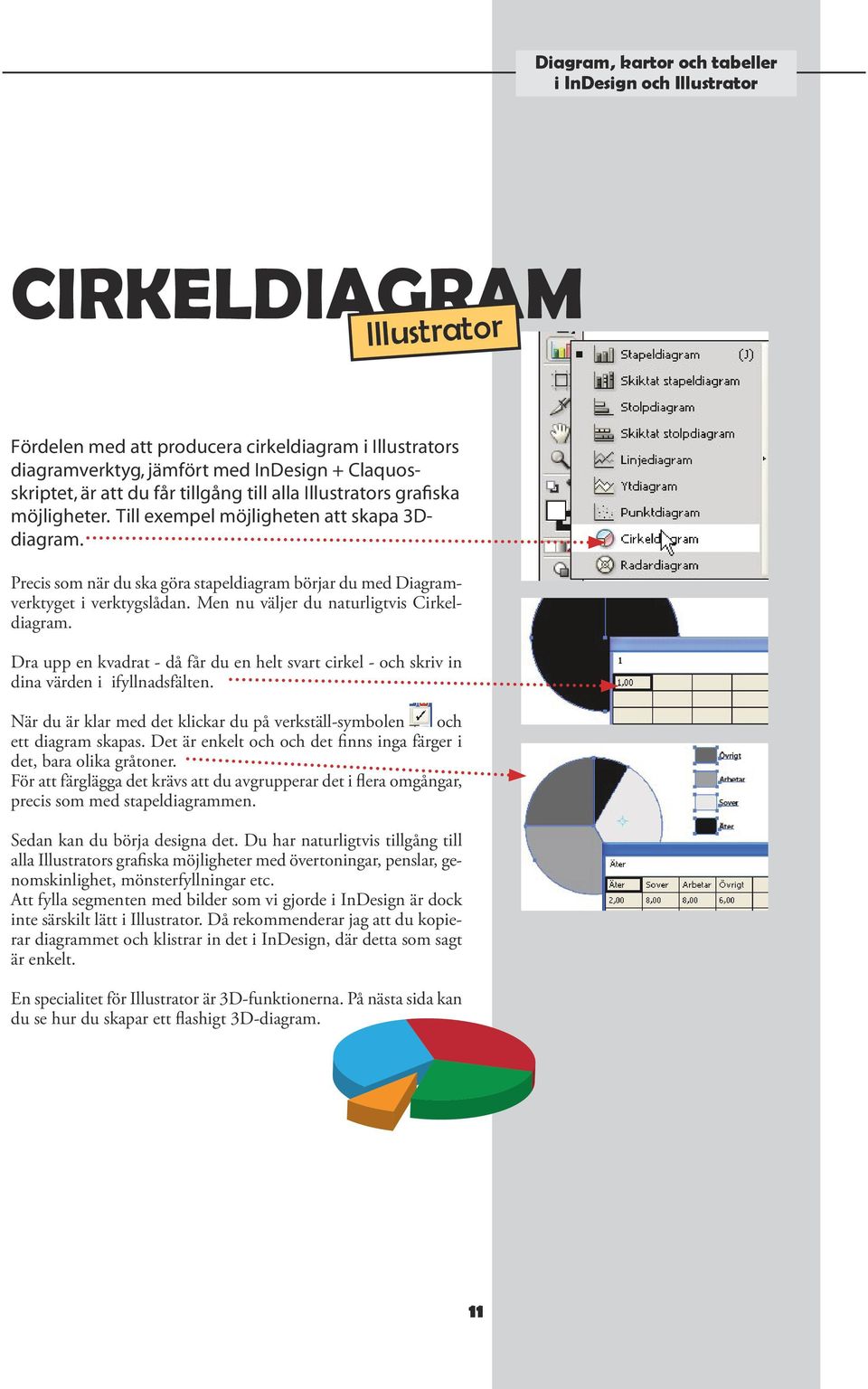 Dra upp en kvadrat - då får du en helt svart cirkel - och skriv in dina värden i ifyllnadsfälten. När du är klar med det klickar du på verkställ-symbolen och ett diagram skapas.