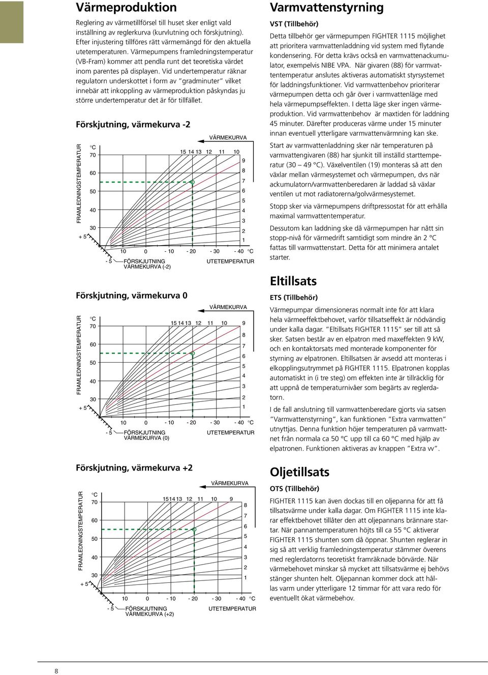 Vid undertemperatur räknar regulatorn underskottet i form av gradminuter vilket innebär att inkoppling av värmeproduktion påskyndas ju större undertemperatur det är för tillfället.