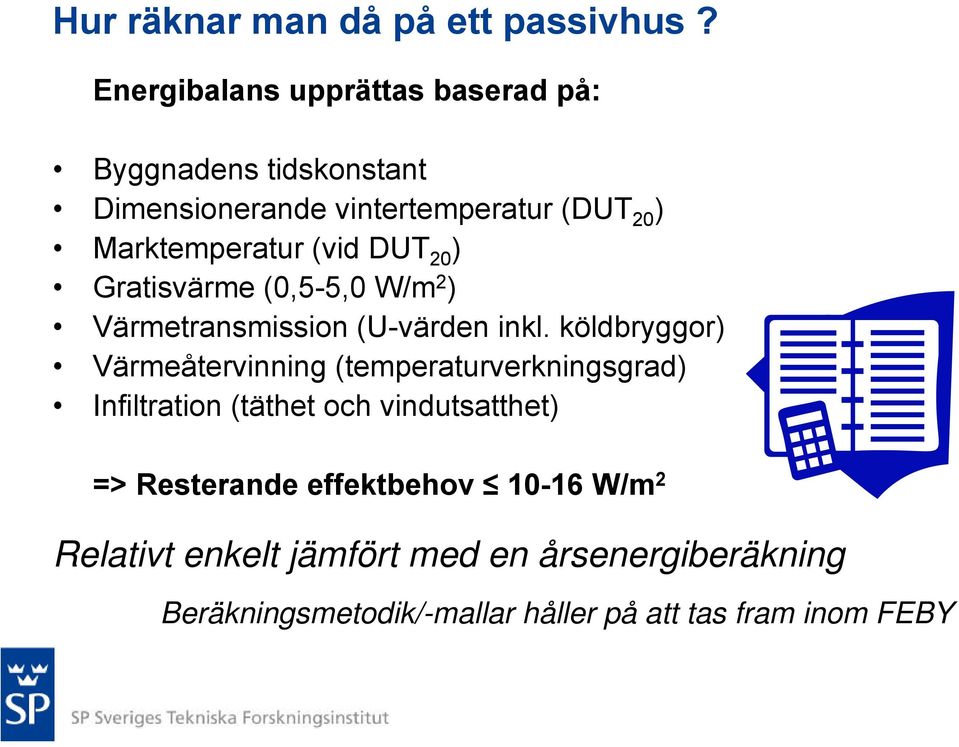 (vid DUT 20 ) Gratisvärme (0,5-5,0 W/m 2 ) Värmetransmission (U-värden inkl.