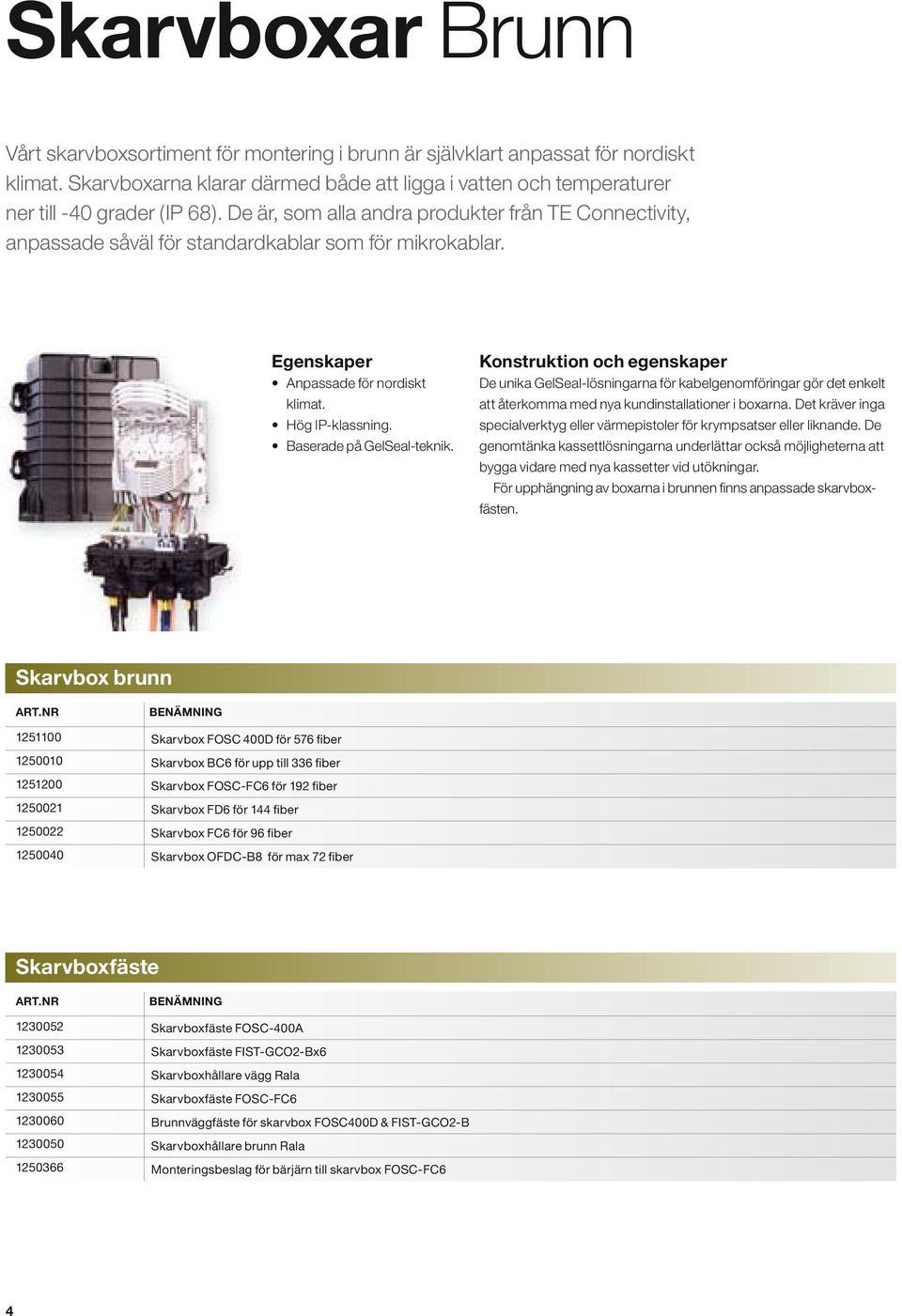 De är, som alla andra produkter från TE Connectivity, anpassade såväl för standardkablar som för mikrokablar. Egenskaper klimat.