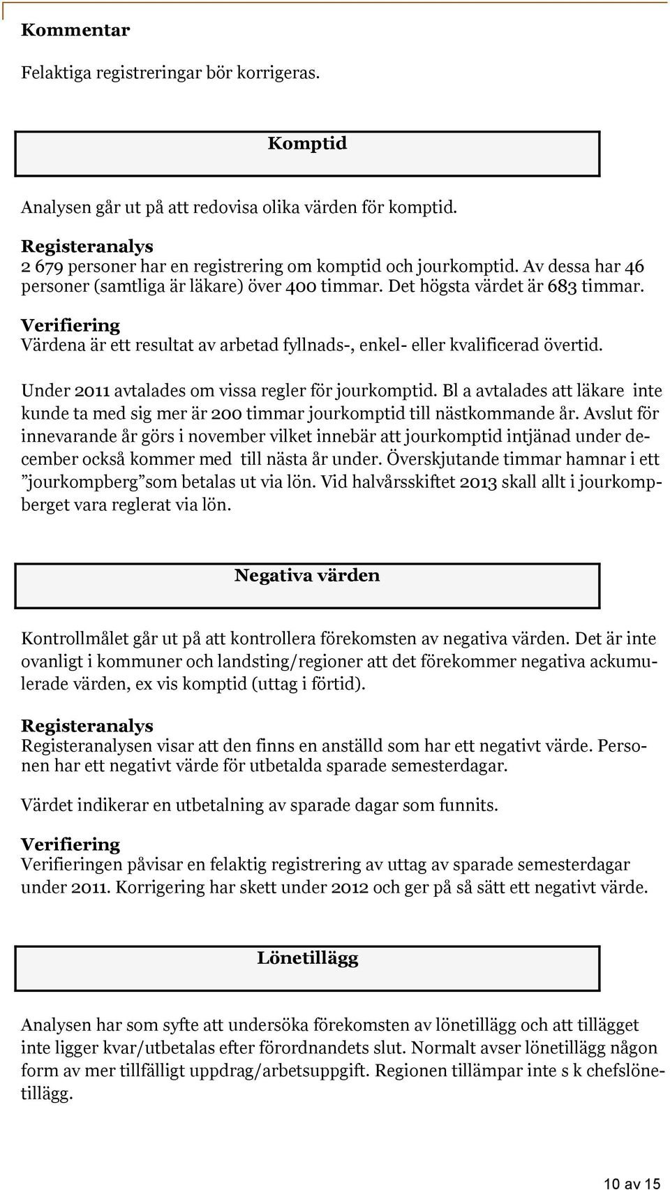 Under 2011 avtalades om vissa regler för jourkomptid. Bl a avtalades att läkare inte kunde ta med sig mer är 200 timmar jourkomptid till nästkommande år.