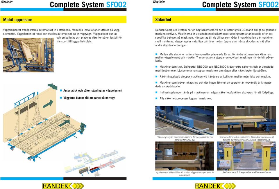 Randek Complete System har en hög säkerhetsnivå och är naturligtvis CE-märkt enligt de gällande maskindirektiven.