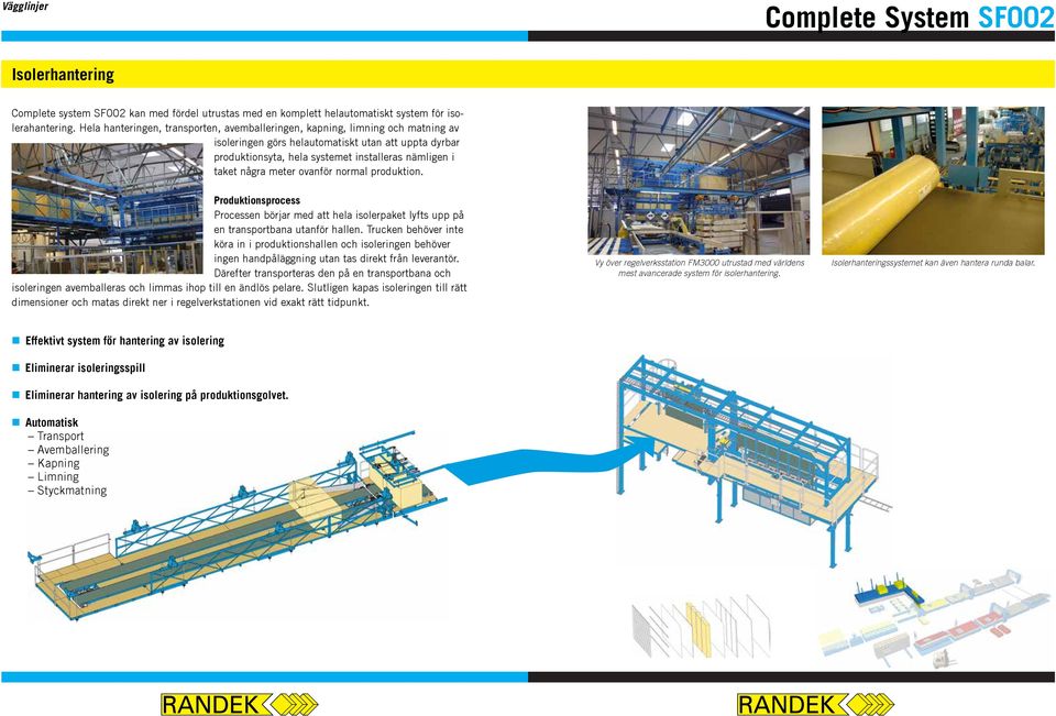 meter ovanför normal produktion. Produktionsprocess Processen börjar med att hela isolerpaket lyfts upp på en transportbana utanför hallen.