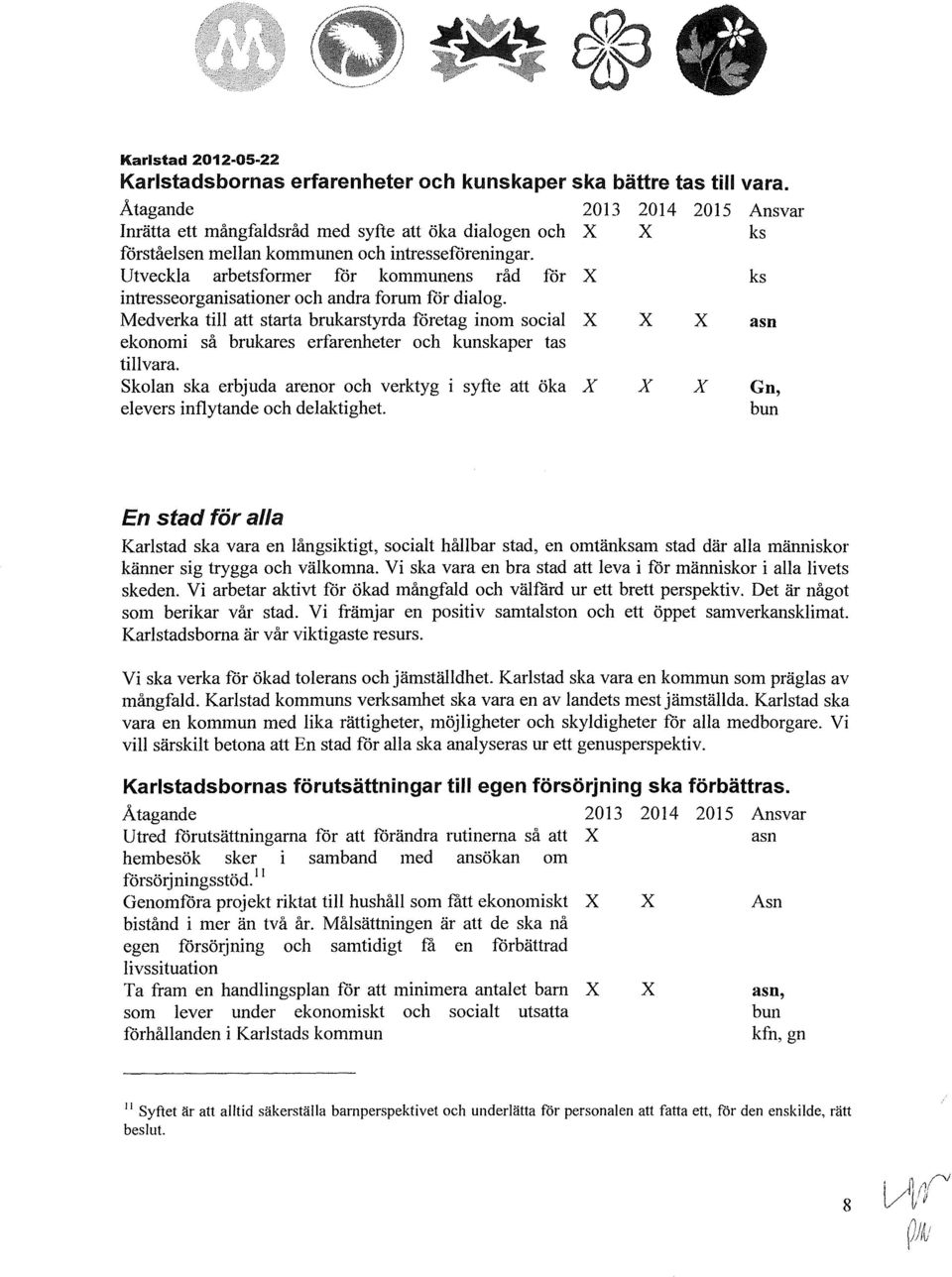 Utveckla arbetsformer för kommunens råd för X ks intresseorganisationer och andra forum för dialog.