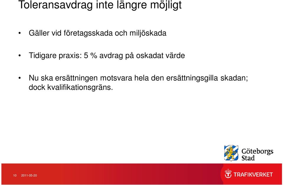 avdrag på oskadat värde Nu ska ersättningen motsvara