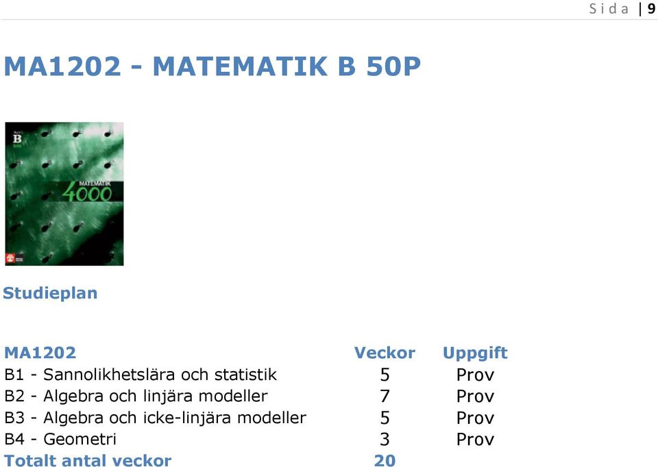 Algebra och linjära modeller 7 Prov B3 - Algebra och