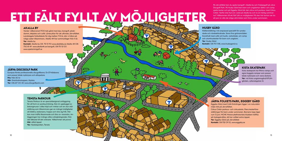 Välkommen till ett fält fyllt av möjligheter! På den här kartan ser du ett par av alla de roliga aktiviteter som finns under sommaren.