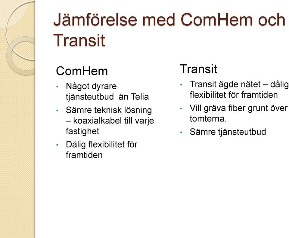 flexibilitet för framtiden Transit Transit ägde nätet dålig