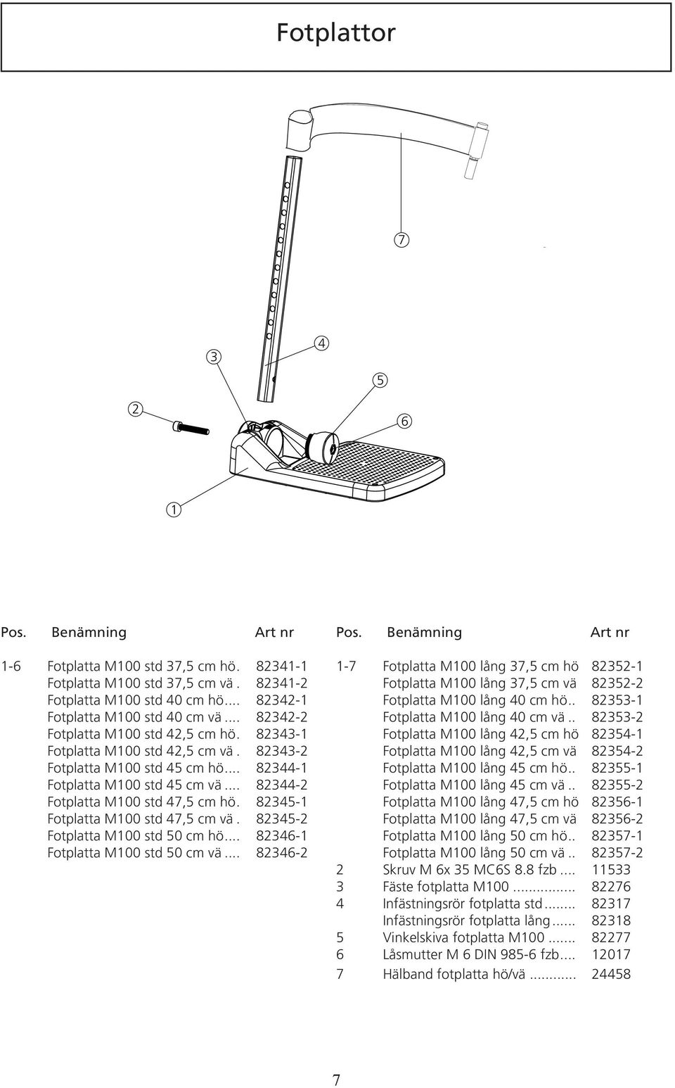 .. 8- Fotplatta M00 std 50 cm vä... 8- -7 Fotplatta M00 lång 7,5 cm hö 85- Fotplatta M00 lång 7,5 cm vä 85- Fotplatta M00 lång 0 cm hö... 85- Fotplatta M00 lång 0 cm vä.