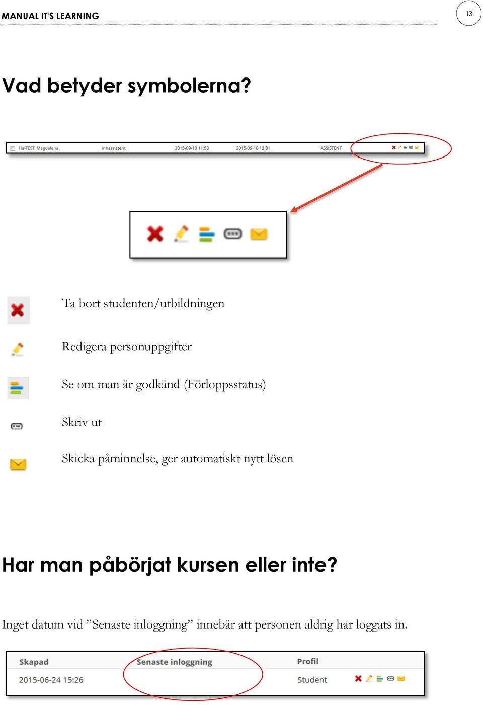 (Förloppsstatus) Skriv ut Skicka påminnelse, ger automatiskt nytt lösen Har