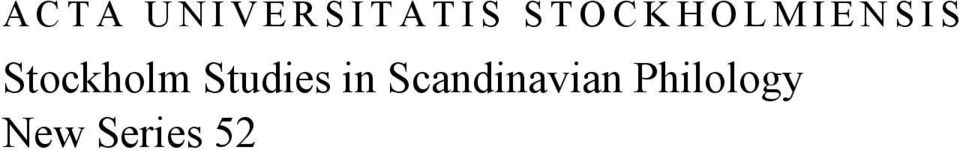 Stockholm Studies in