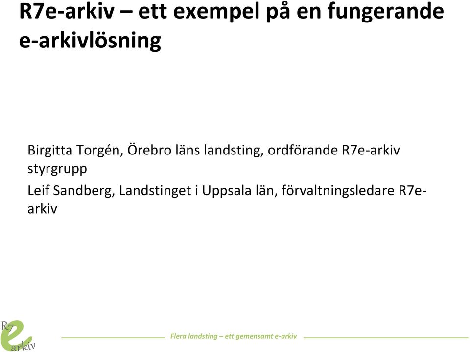 landsting, ordförande R7e-arkiv styrgrupp Leif