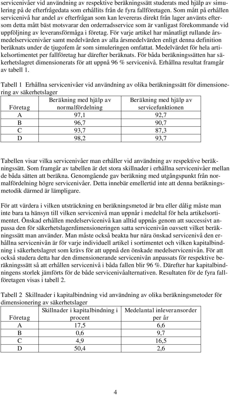 uppföljning av leveransförmåga i företag.