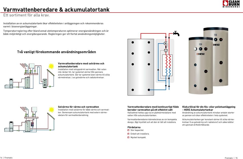 Två vanligt förekommande användningsområden Varmvattenberedare med solvärme och ackumulatortank Installation med soluppvärmt varmvatten.