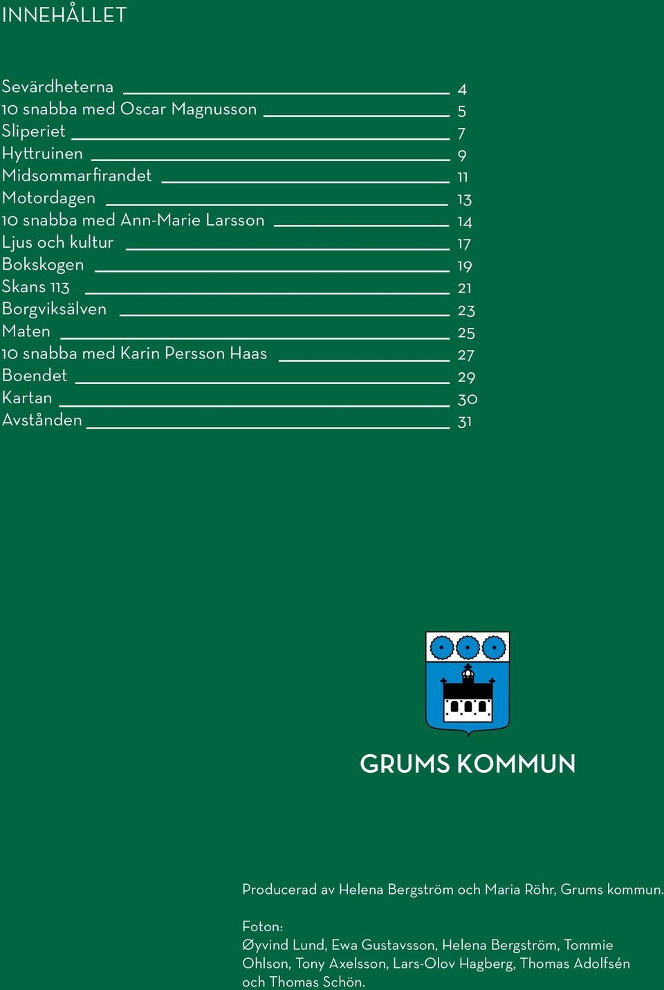 Avstånden 4 5 7 9 11 13 14 17 19 21 23 25 27 29 30 31 Producerad av Helena Bergström och Maria Röhr, Grums kommun.