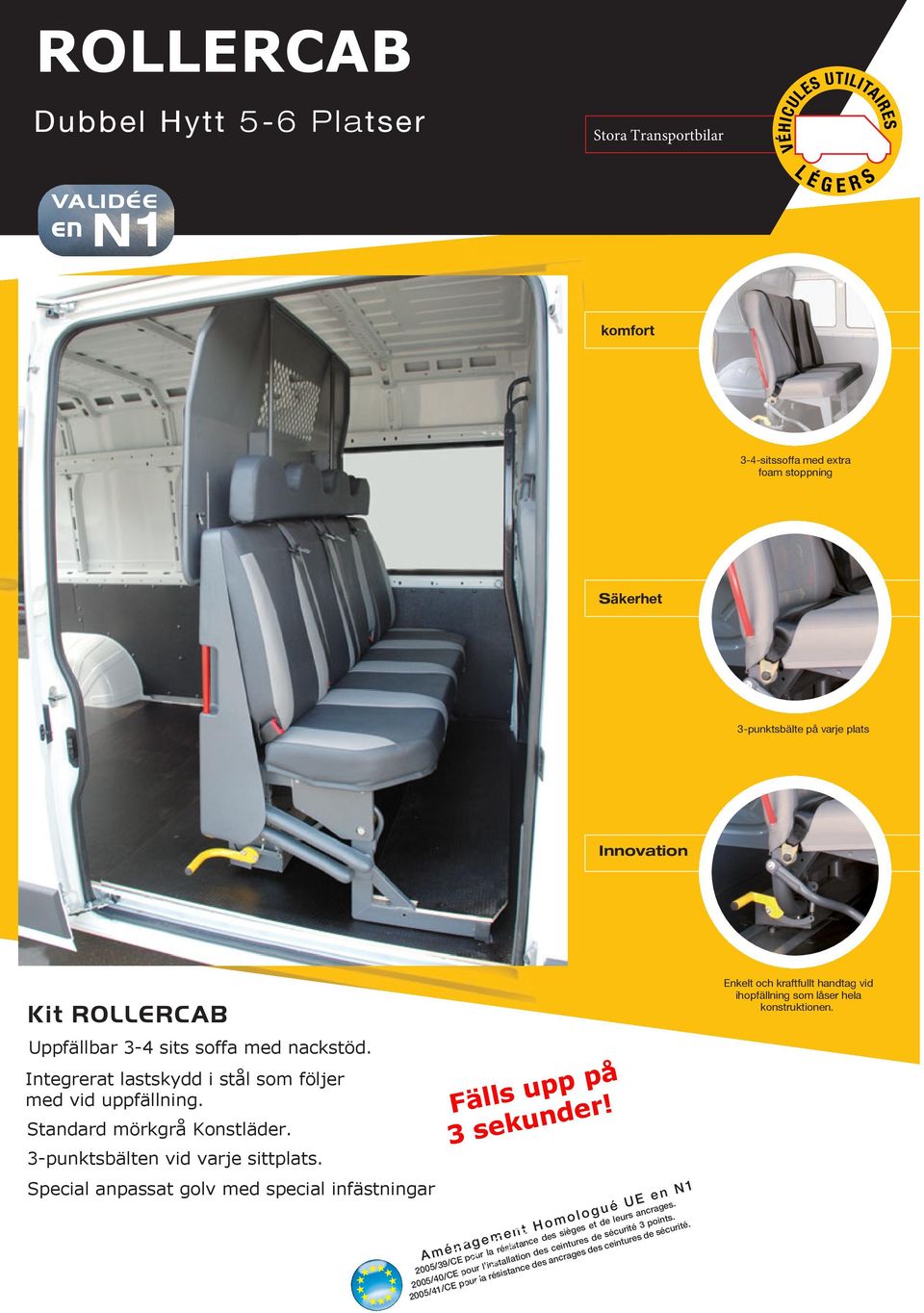 Special anpassat golv med special infästningar Fälls upp på 3 sekunder!